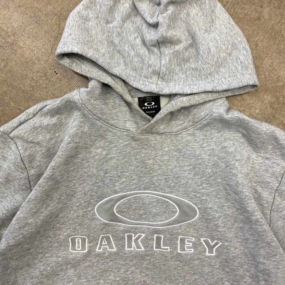 Vintage Oakley Logo Center O 2000s Grey Hoodie Size Large
